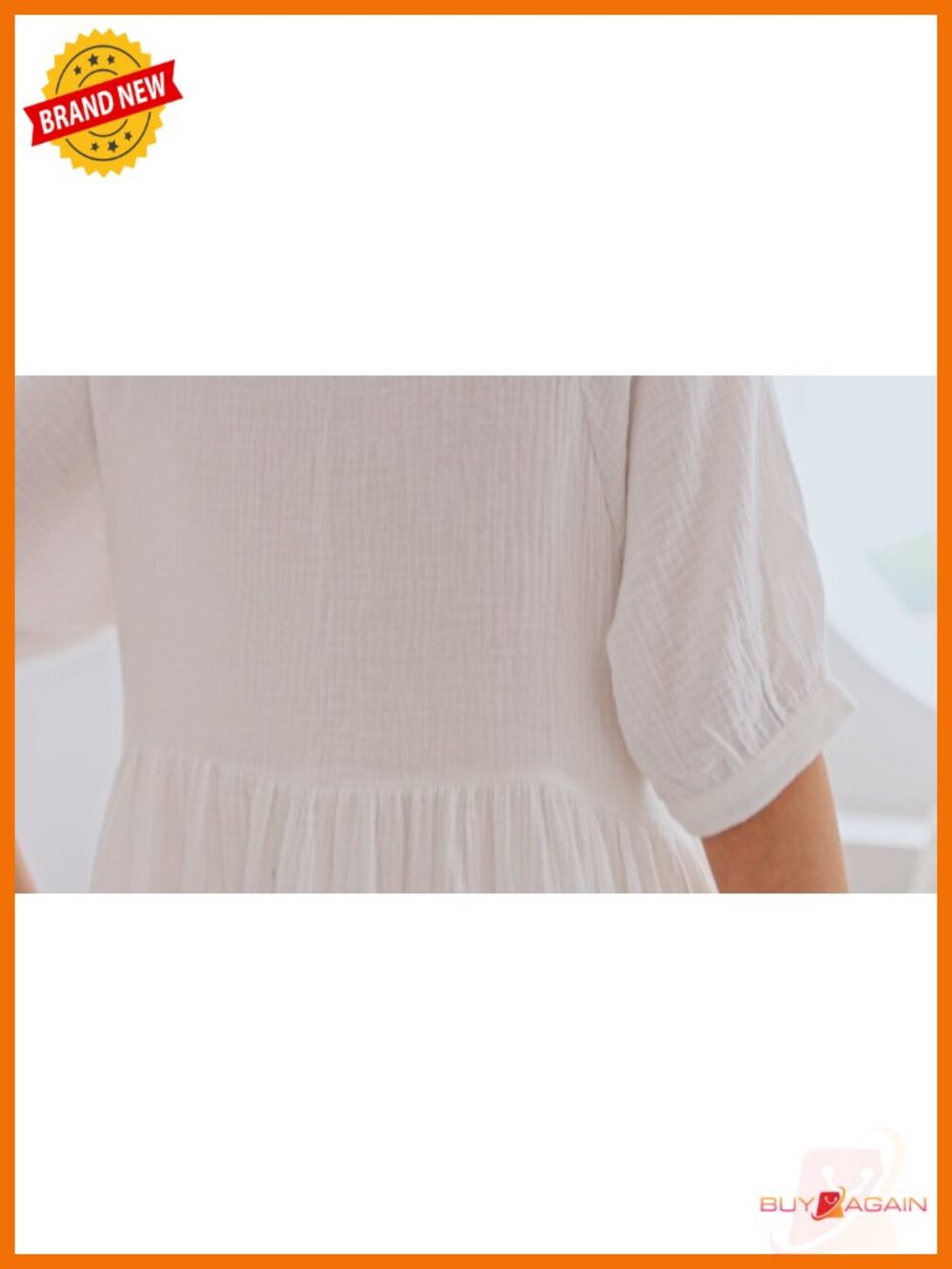 Women's Cotton Button Down Midi Dress with Pockets - Picture 6 of 6